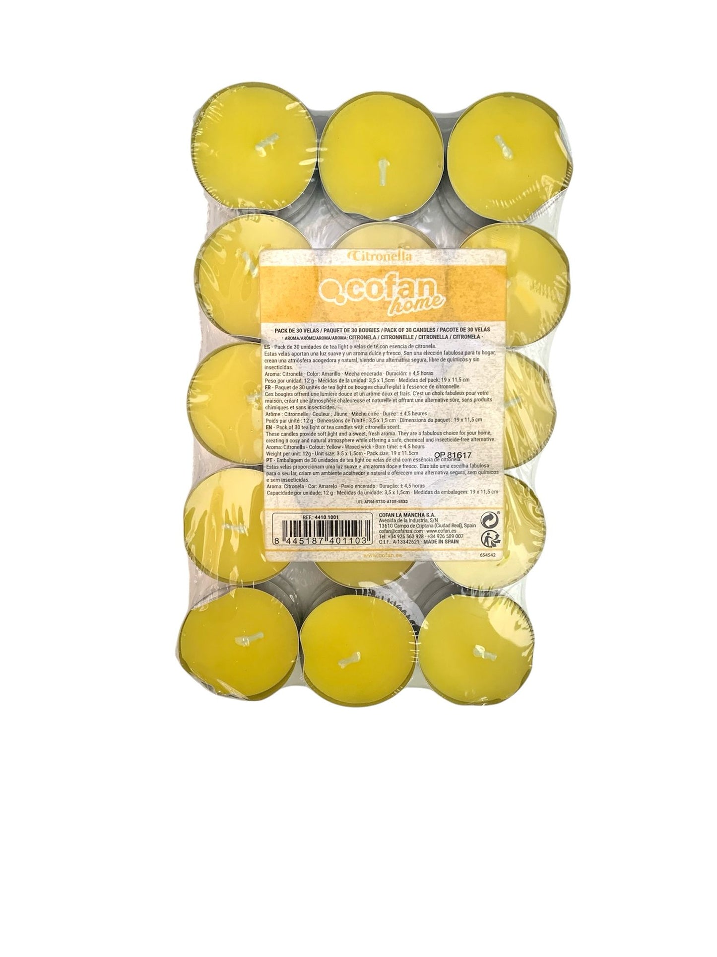 PACK 30 VELAS AROMÁTICAS CITRONELLA