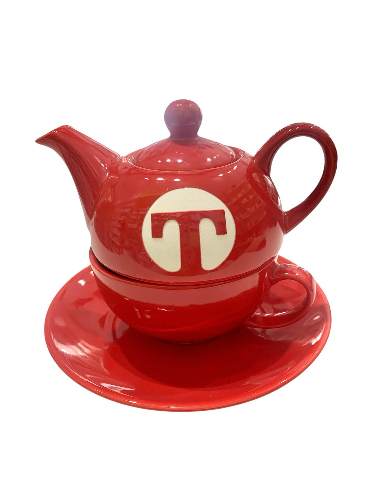 JUEGO DE TETERA TAZA Y PLATO DE CERÁMICA