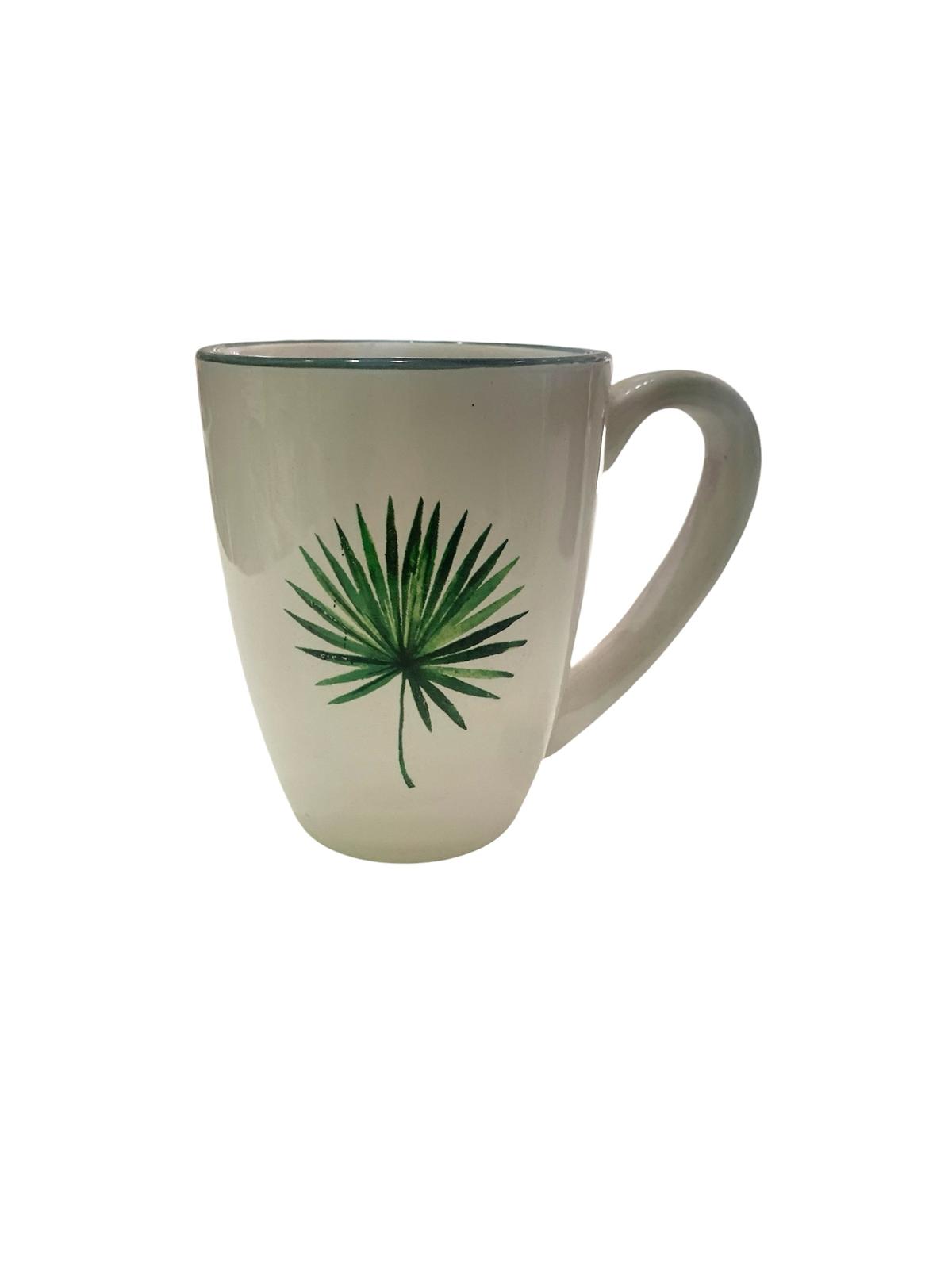 TAZA CERÁMICA HOJA VERDE